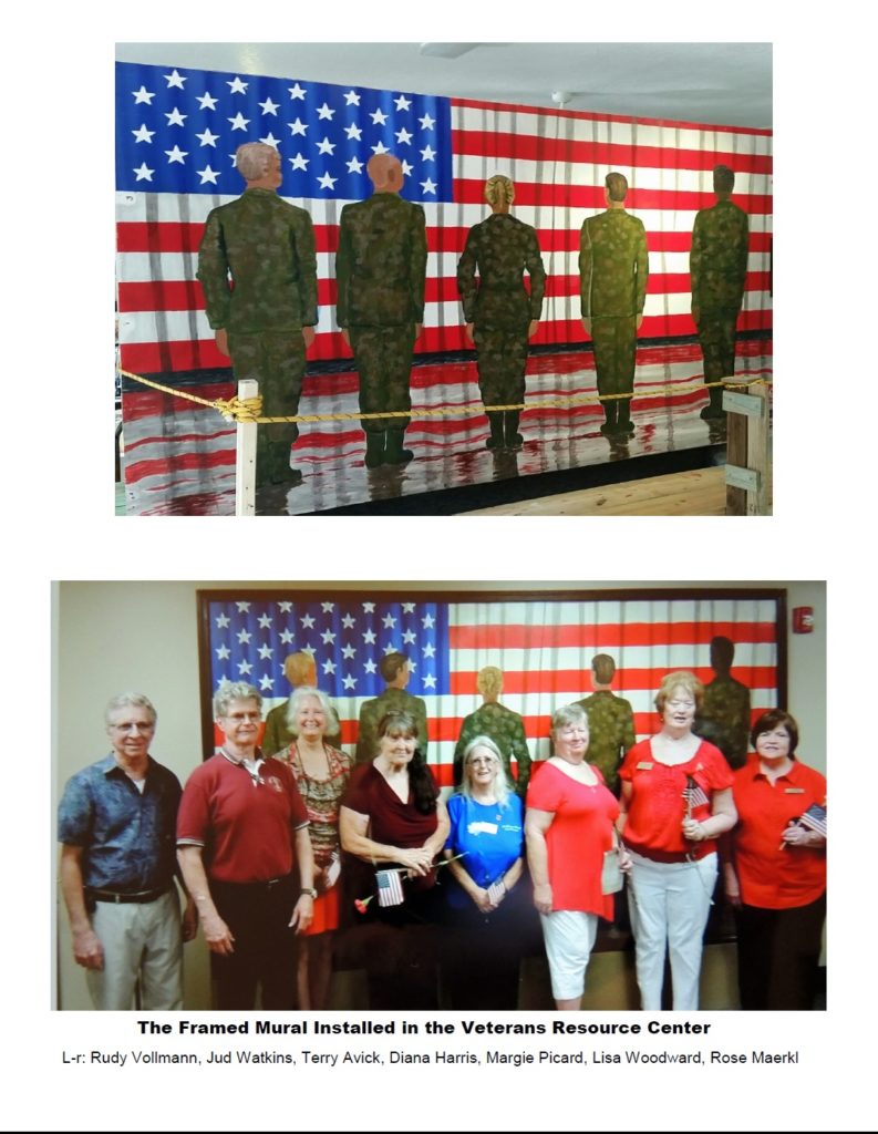 Framed Mural at the Veterans Resource Center and artists who made it all a reality for the facility.