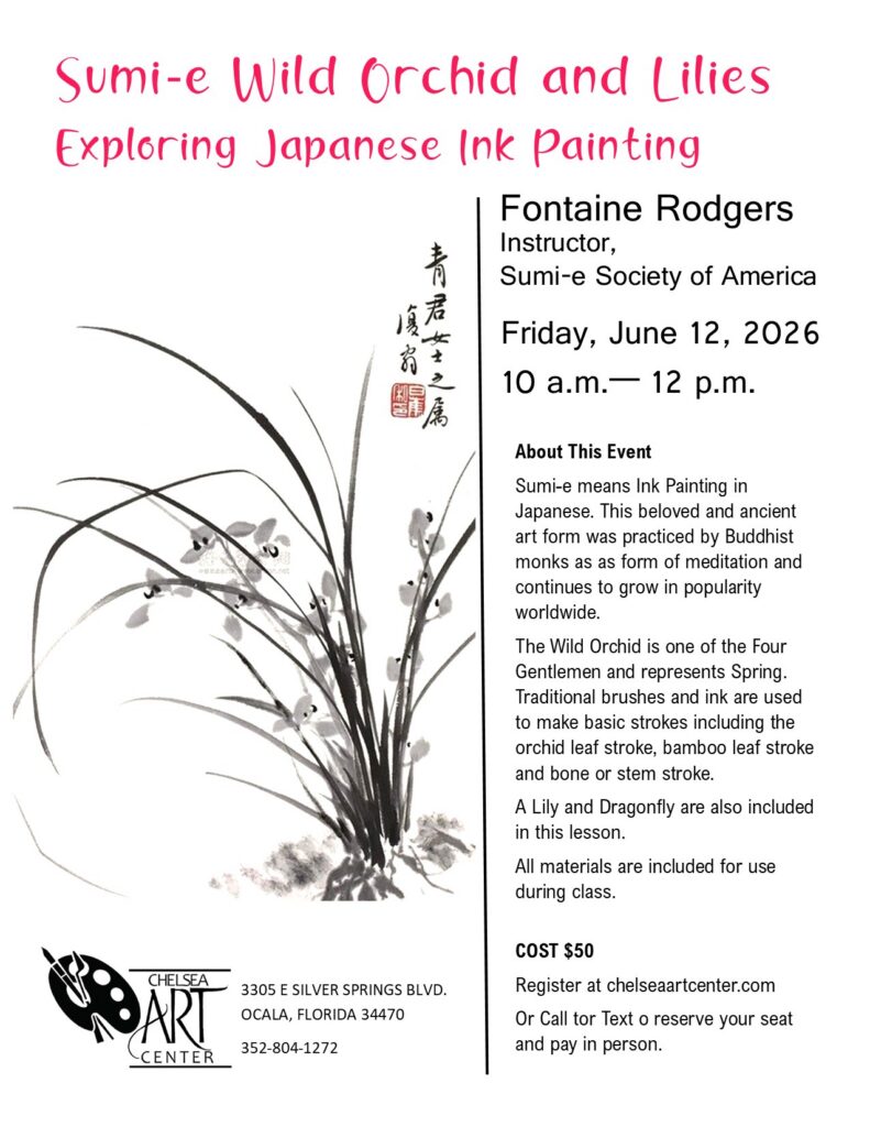 Wild Orchid and Lilies-Sumi-e with Fontain Rodgers